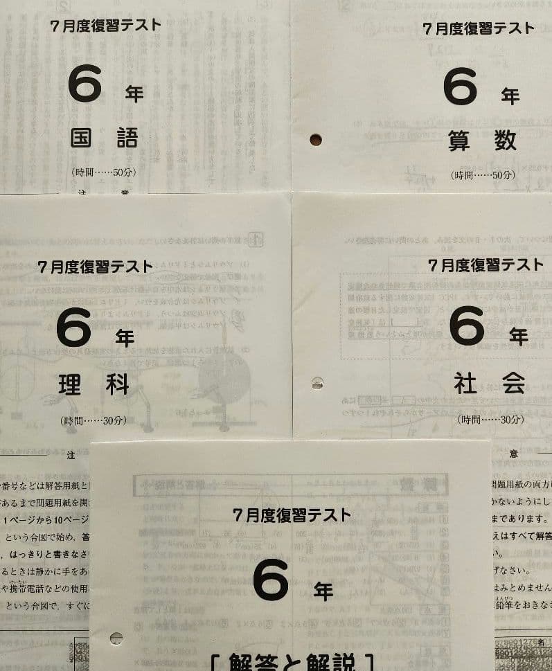 【最新版】2025年度 SAPIX 6年 マンスリー　組分け復習テスト　欠番なし