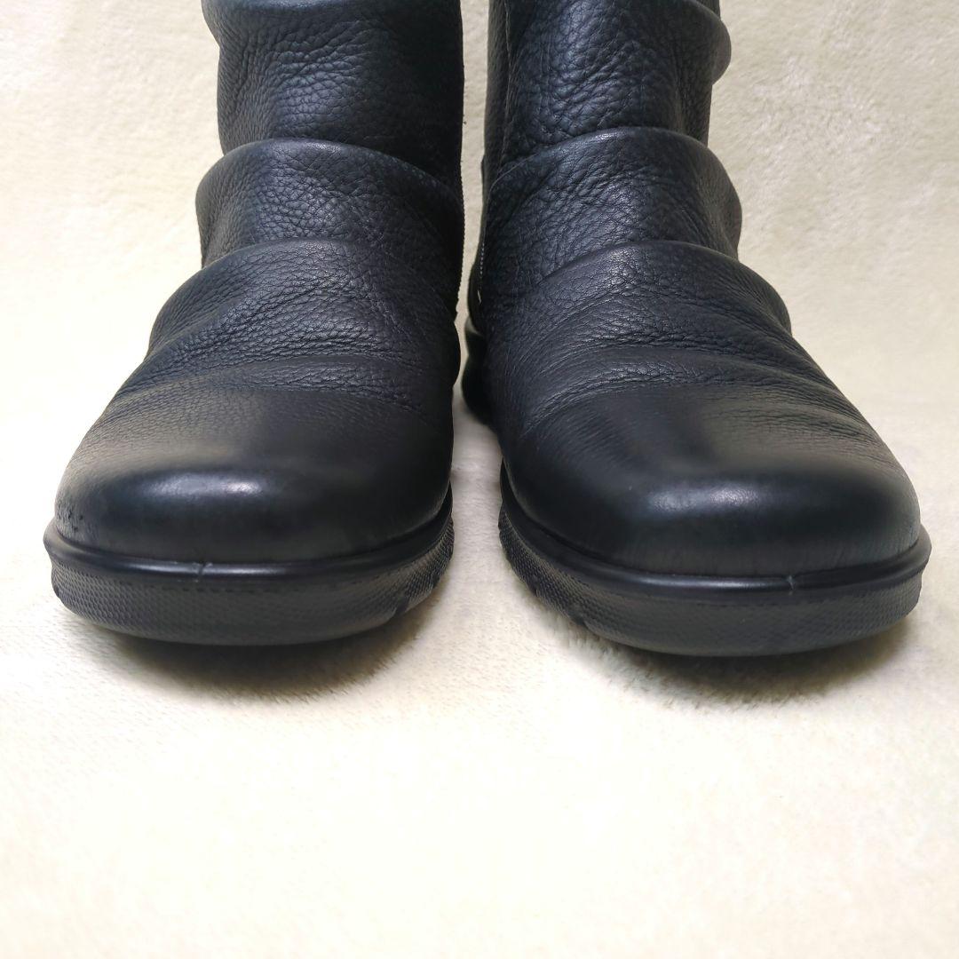 エコー【美品】BABETT BOOT　撥水　レザー　サイドジップ　フラットブーツ