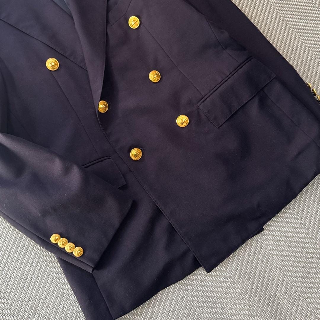 ポロラルフローレン　紺ブレ　金ボタン　ダブルテーラードジャケット　メンズL