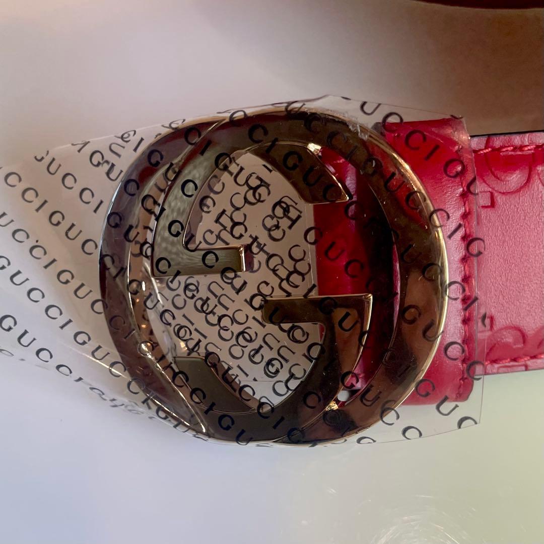 GUCCI レッド ベルト 約75-85cm