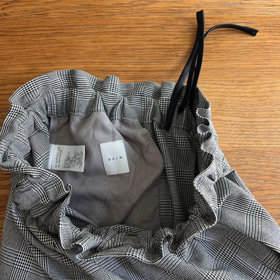 休日と詩　カジュアルパンツ　グレー　千鳥格子　日本製