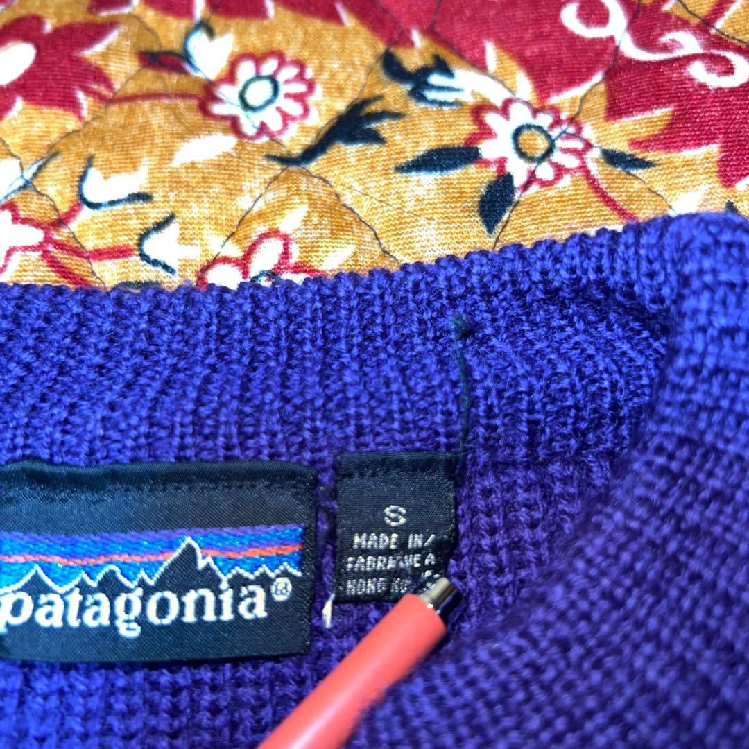 wool100％ 90's Patagonia 紫色 リブ編み セーター