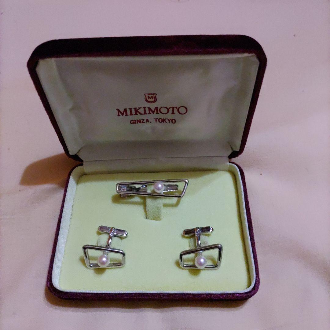 【未使用・箱付き】ミキモト MIKIMOTO  パール カフス タイピン セット