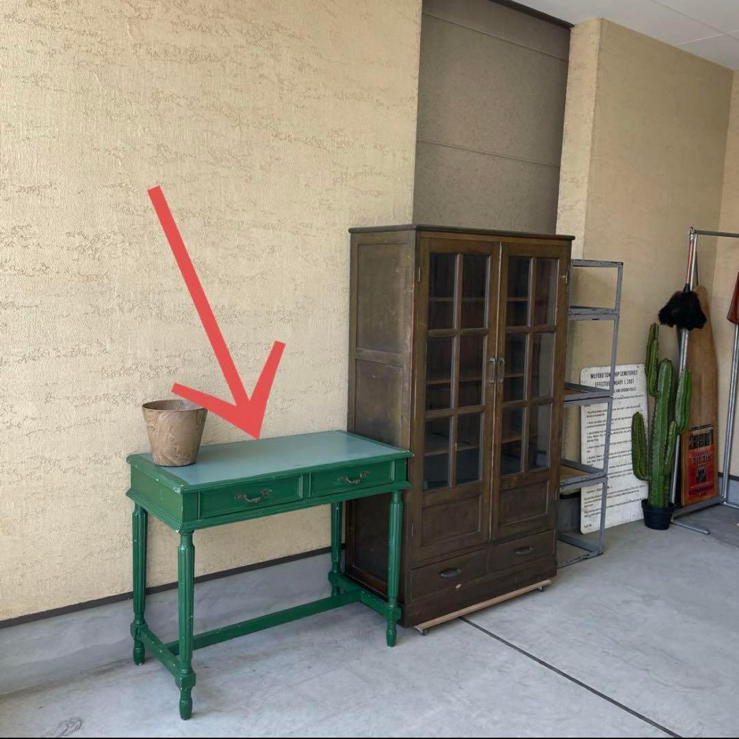 ヴィンテージ アメリカンデスク 机 レトロ 蚤の市 アンティーク 店舗什器 緑