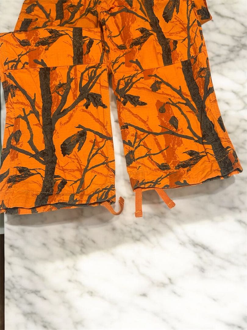 希少 Carhartt オレンジ ワークパンツ 木の枝と鳥プリント30/32