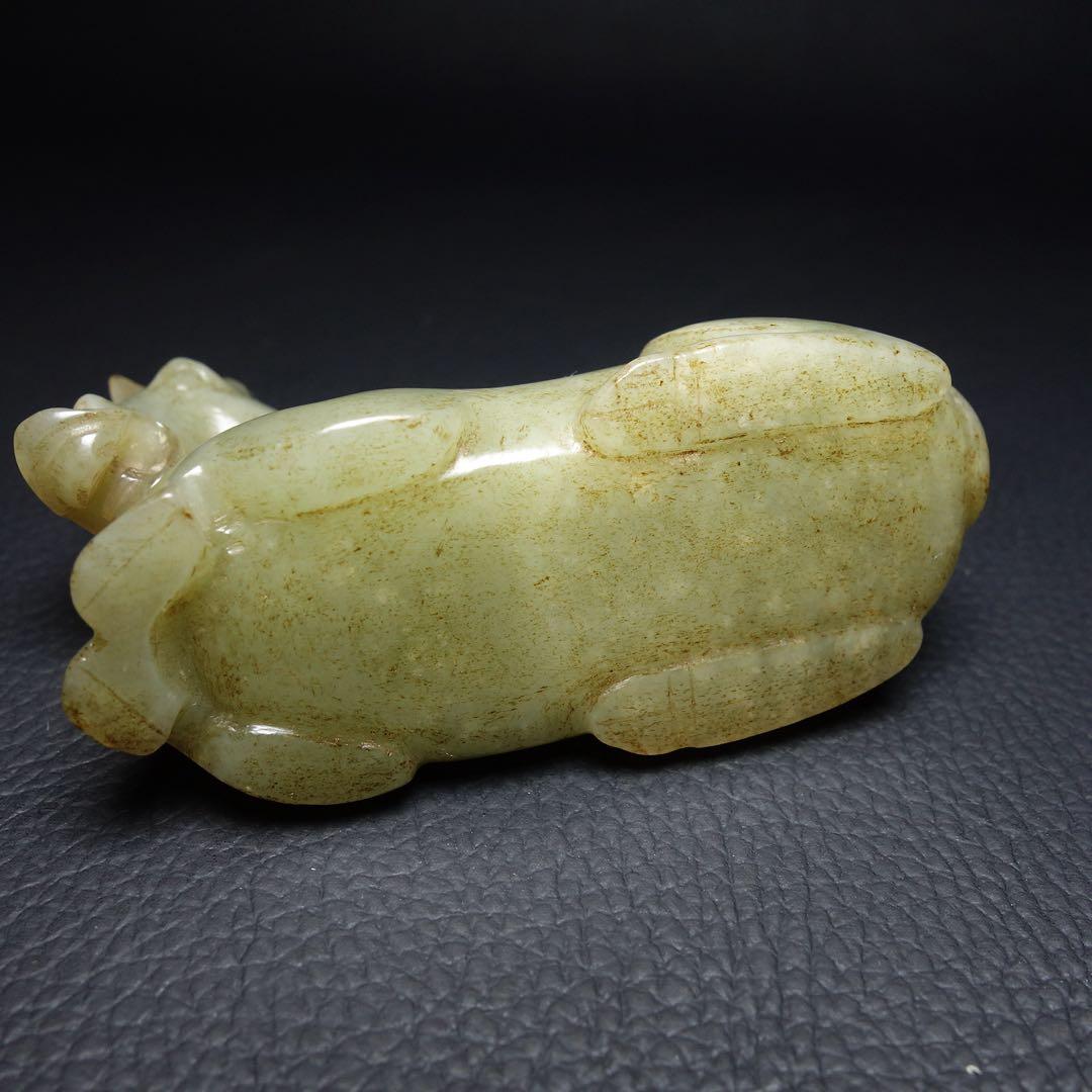 宋代 和田玉 天馬 T彫刻 置物 和田玉製 時代物 中国古美術 本玉旧家蔵出し