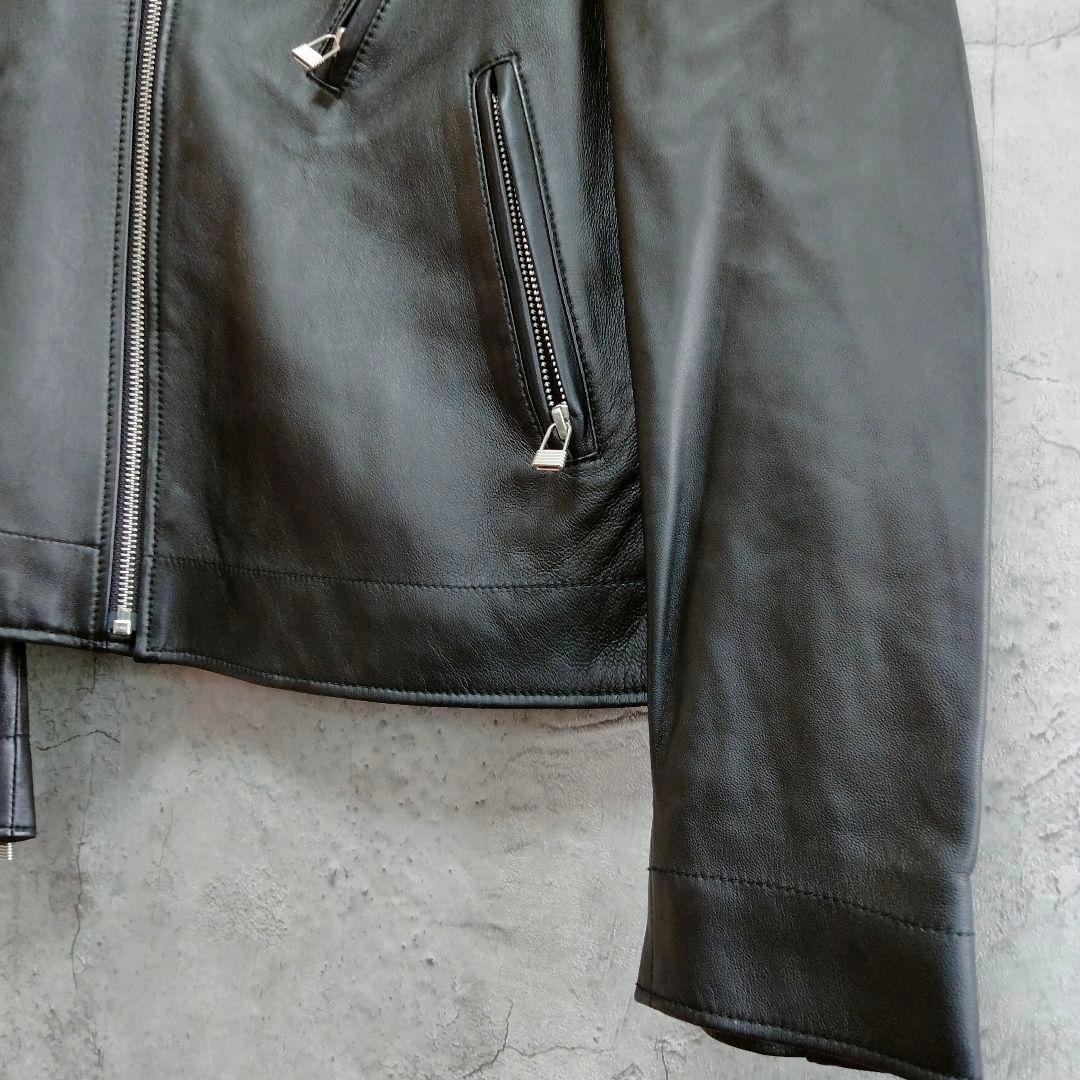 美品　アテニア　ラムレザー　ライダース　シングル　革ジャン　ブラック 9号　M