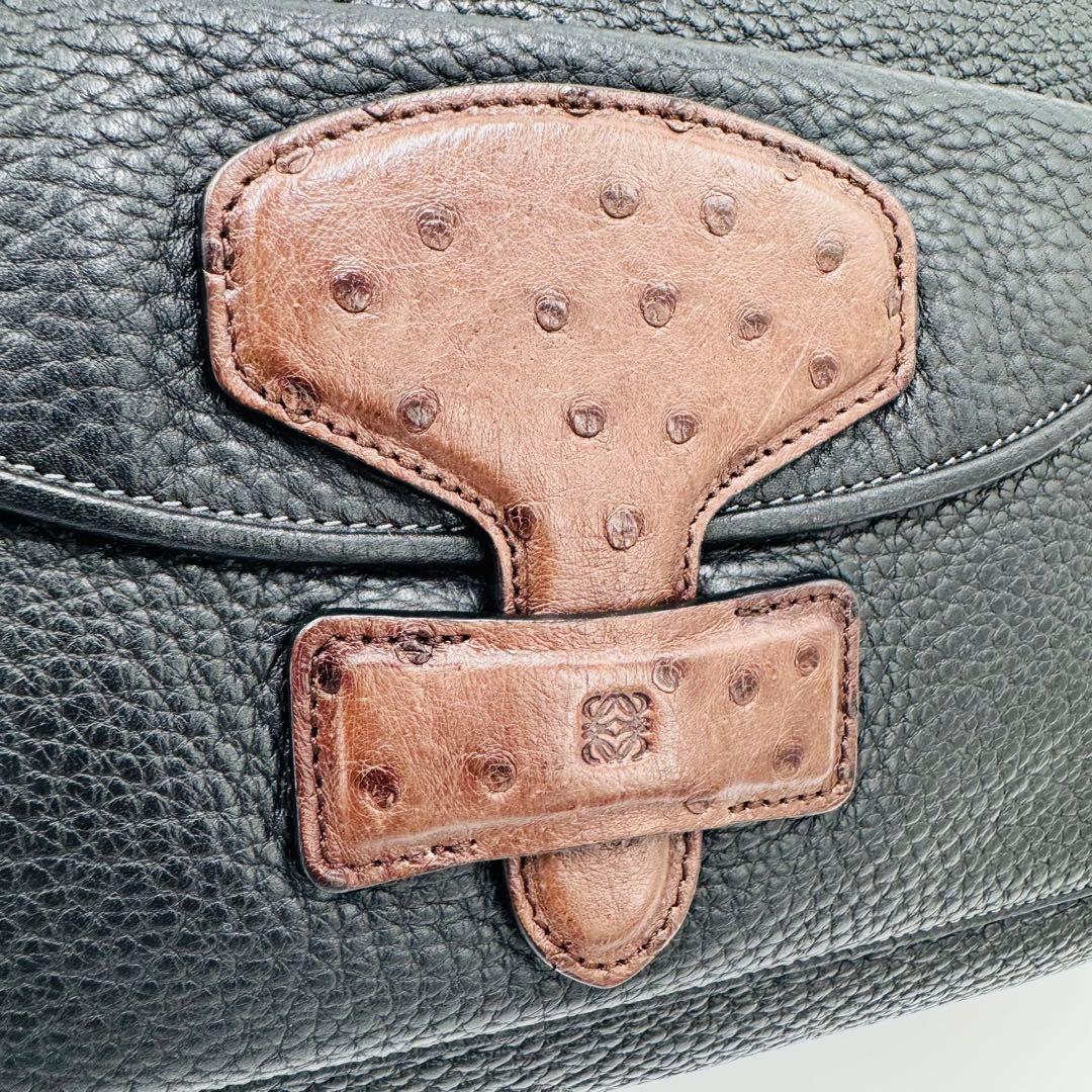 ロエベ メイ36 レザー シボ革 トートバッグ ショルダー ビジネス A4可 黒