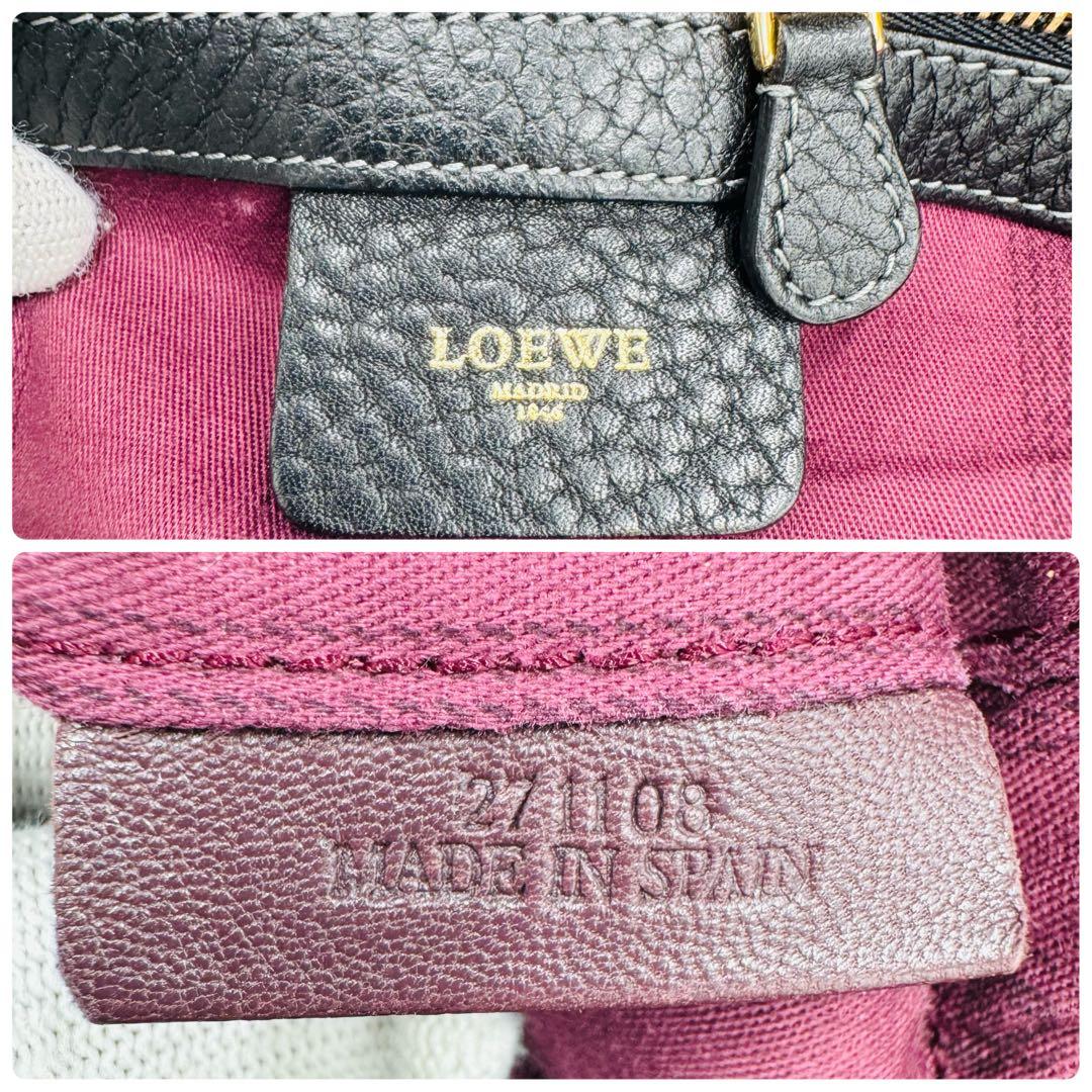 ロエベ メイ36 レザー シボ革 トートバッグ ショルダー ビジネス A4可 黒