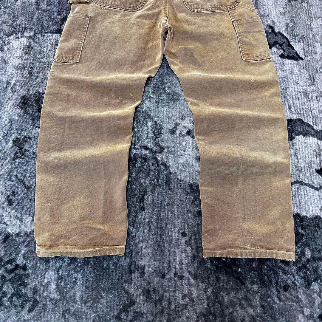 コメ欄セール！USA製 良フェード ブラウン ダブルニー 金ボタン ゆるだぼ