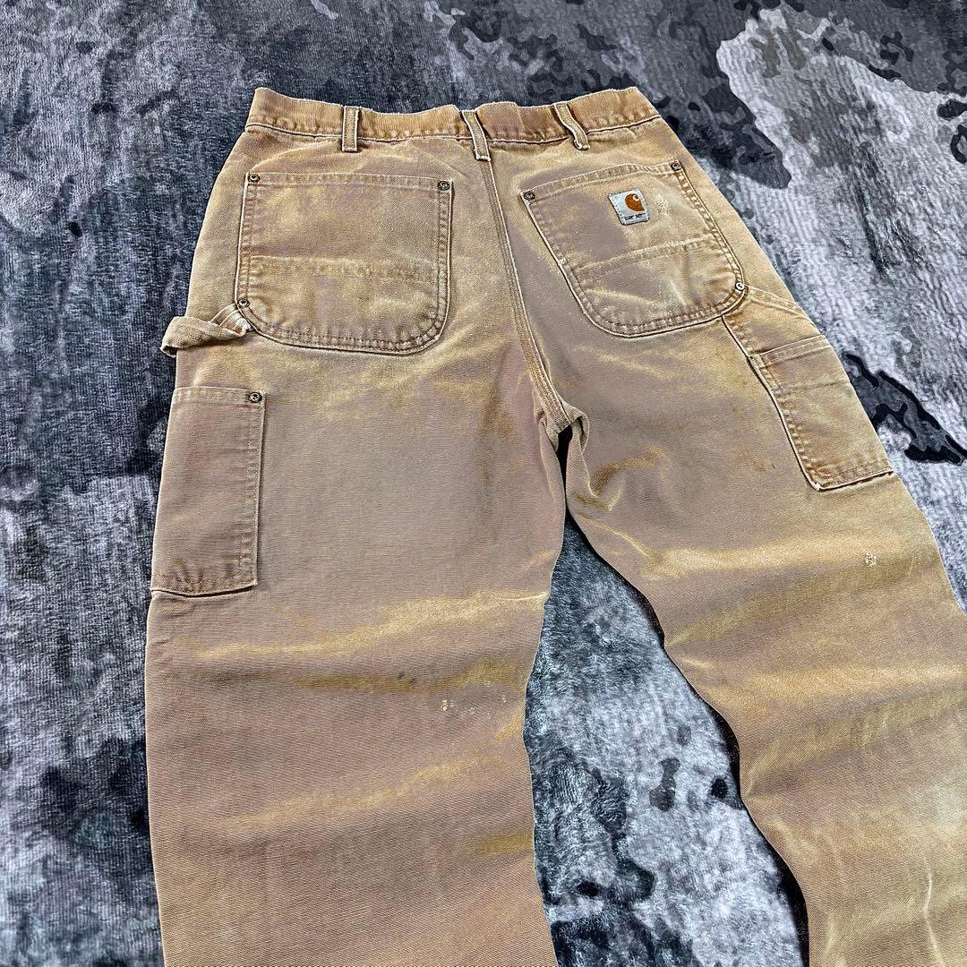 コメ欄セール！USA製 良フェード ブラウン ダブルニー 金ボタン ゆるだぼ