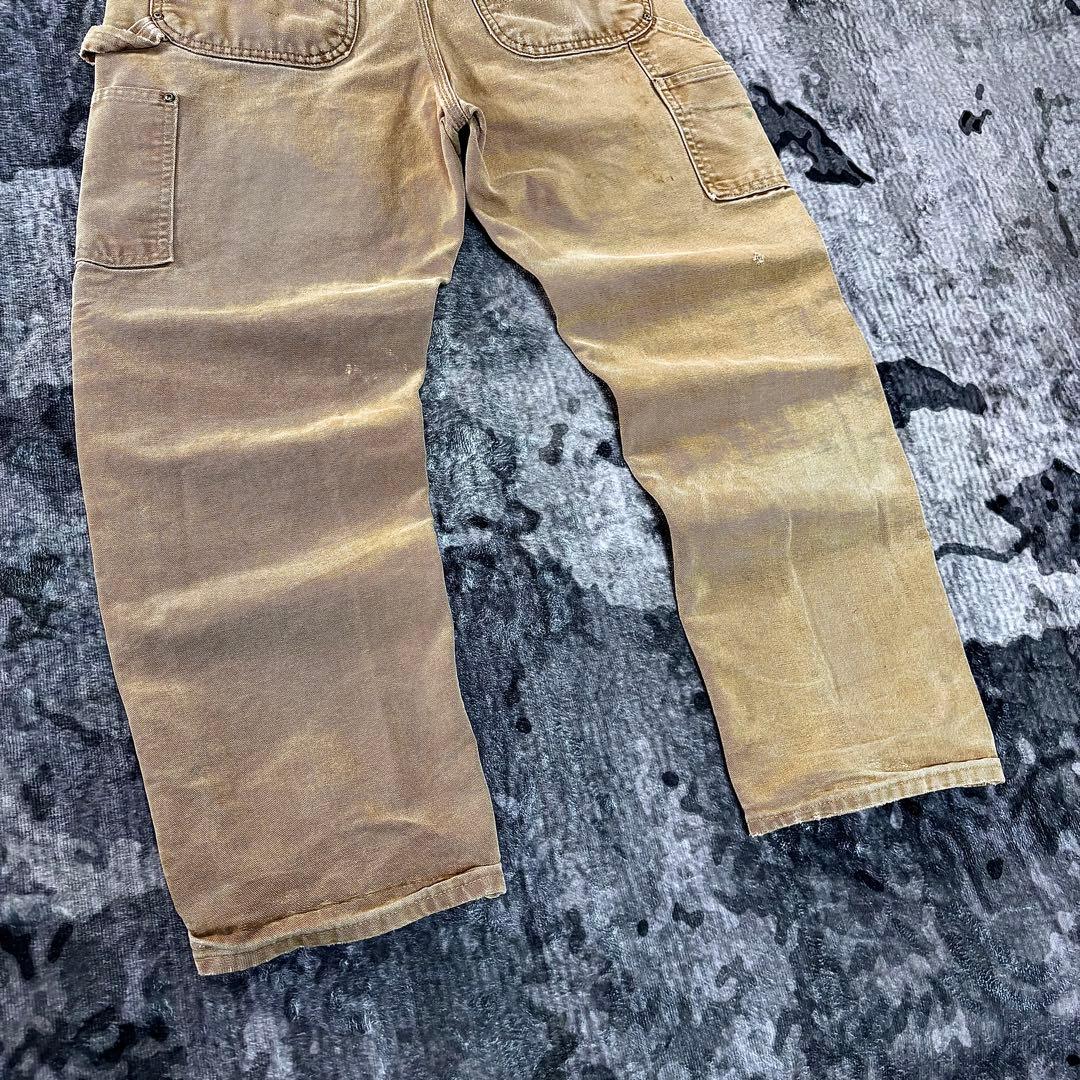 コメ欄セール！USA製 良フェード ブラウン ダブルニー 金ボタン ゆるだぼ