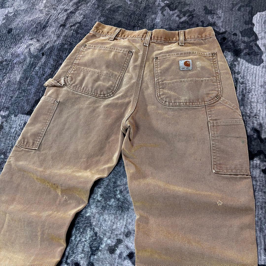 コメ欄セール！USA製 良フェード ブラウン ダブルニー 金ボタン ゆるだぼ