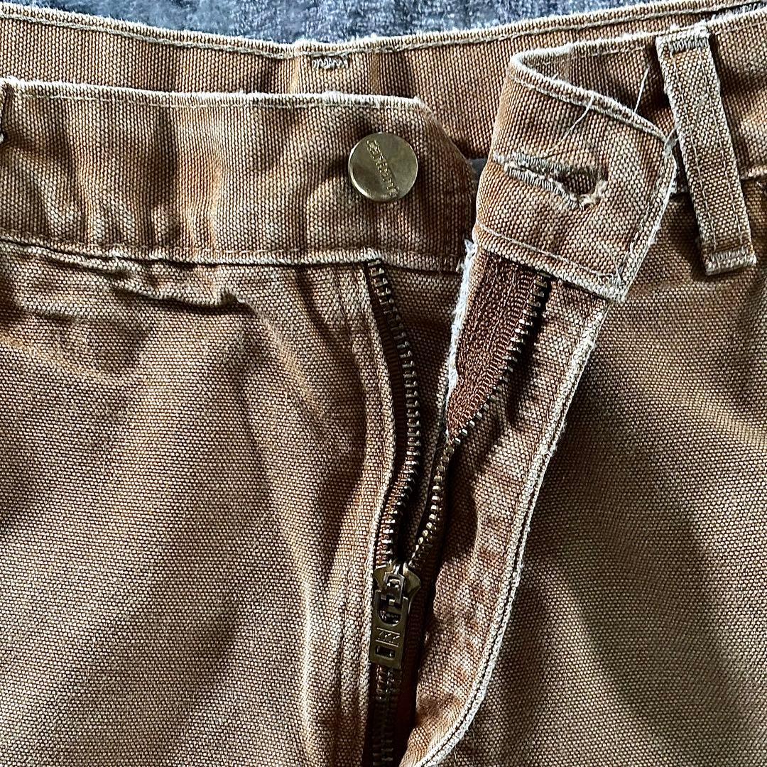 コメ欄セール！USA製 良フェード ブラウン ダブルニー 金ボタン ゆるだぼ