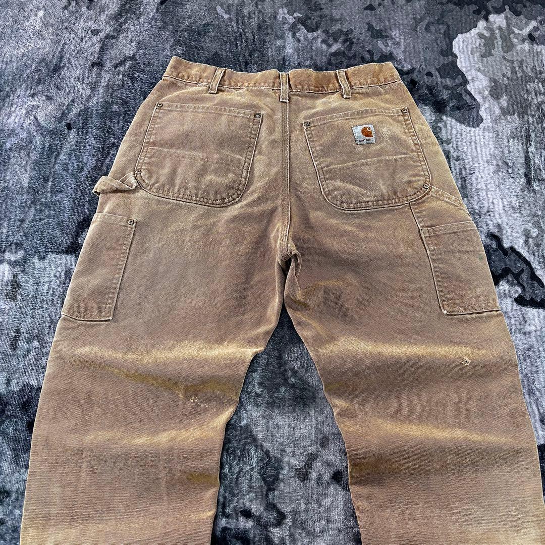 コメ欄セール！USA製 良フェード ブラウン ダブルニー 金ボタン ゆるだぼ