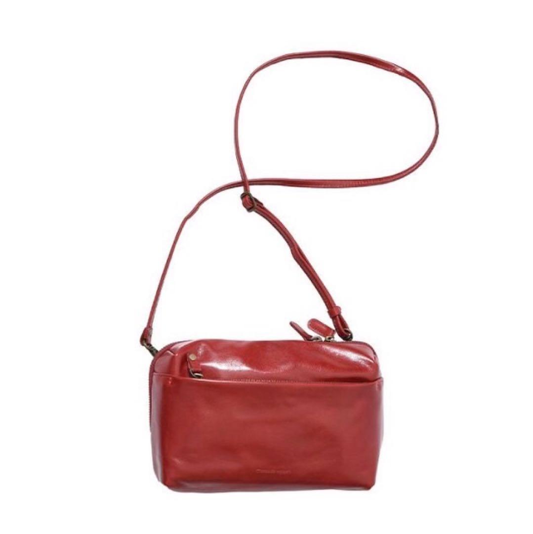 日本製 コモドプラスト ミニショルダー バッグ 革 赤 ウエストポーチ 4way