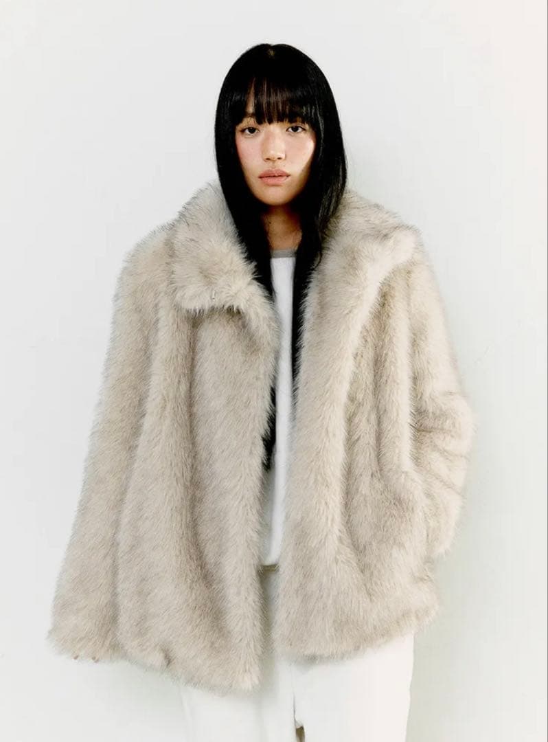 ジャケット・アウター OAFISH FLUFFY MIX FUR JACKET, LIGHT GRAY