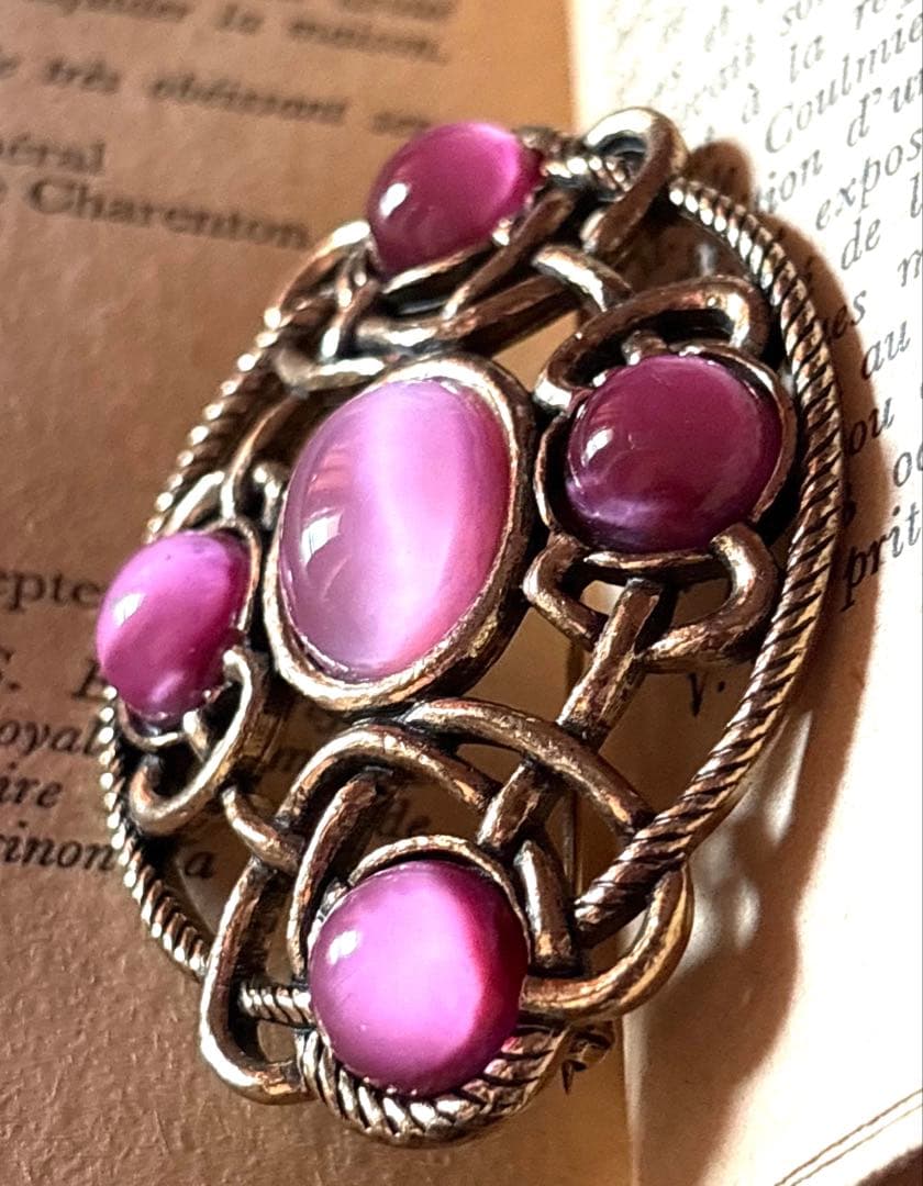 3372ヴィンテージ☆英国/MIRACLE/カボションブローチ