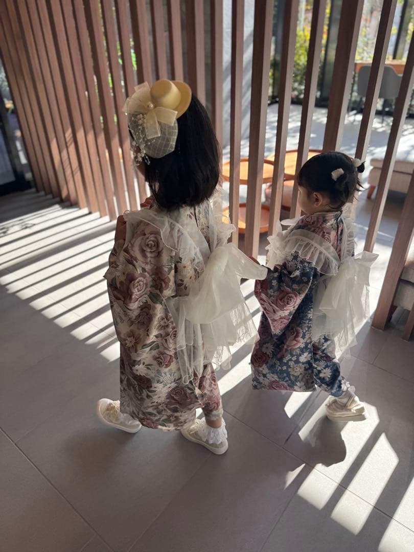 キャサリンコテージ 753チュールフリルエプロン+着物ワンピースセット120