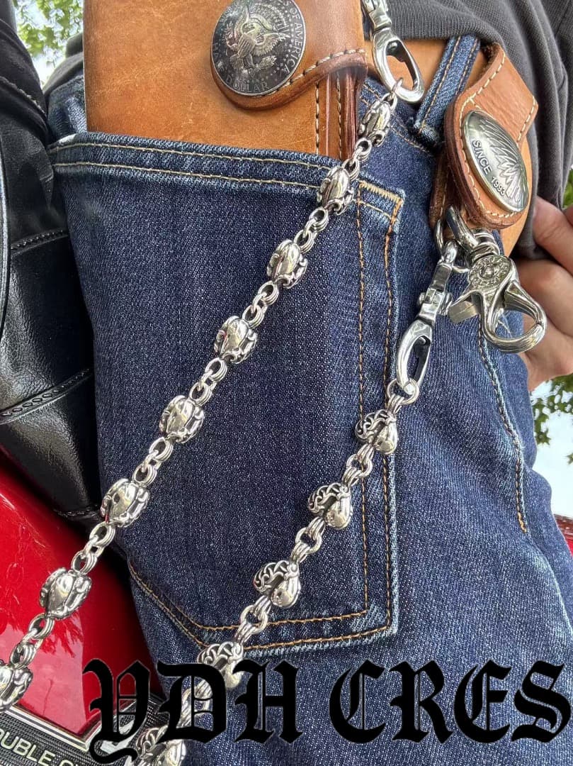 バイカー必須　ウォレット用ハート型　シルバーチェーン　TYPE3　QBKB006