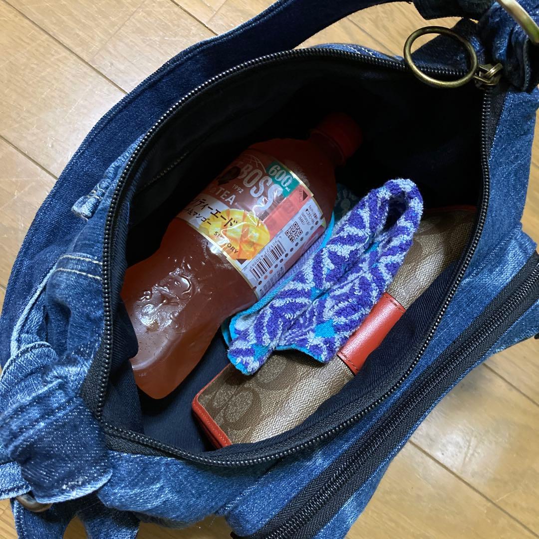 デニムリメイク ポケットいっぱいショルダーバック୨୧