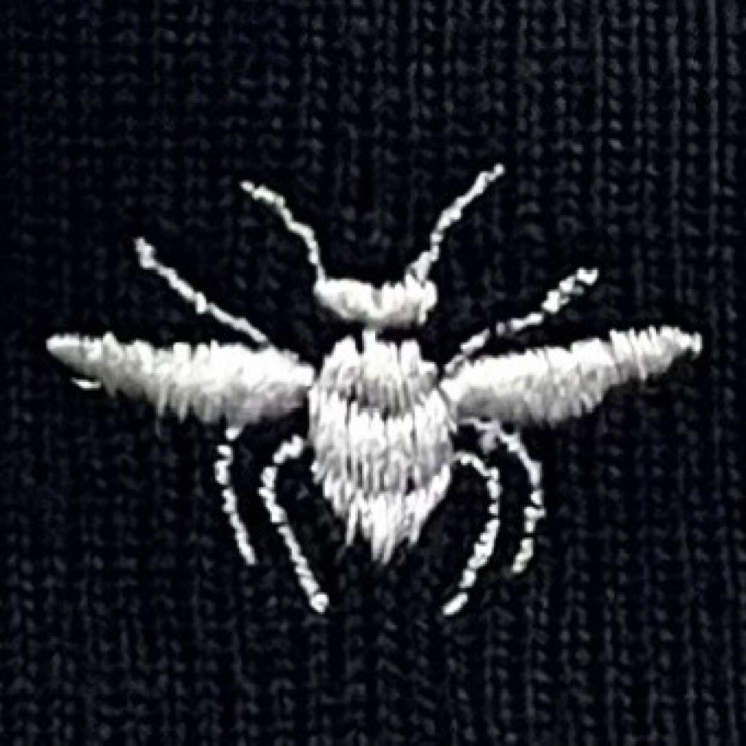 《超美品》ディオール ニット帽 Bee 刺繍 ハチ 蜂 ウール ブラック 黒