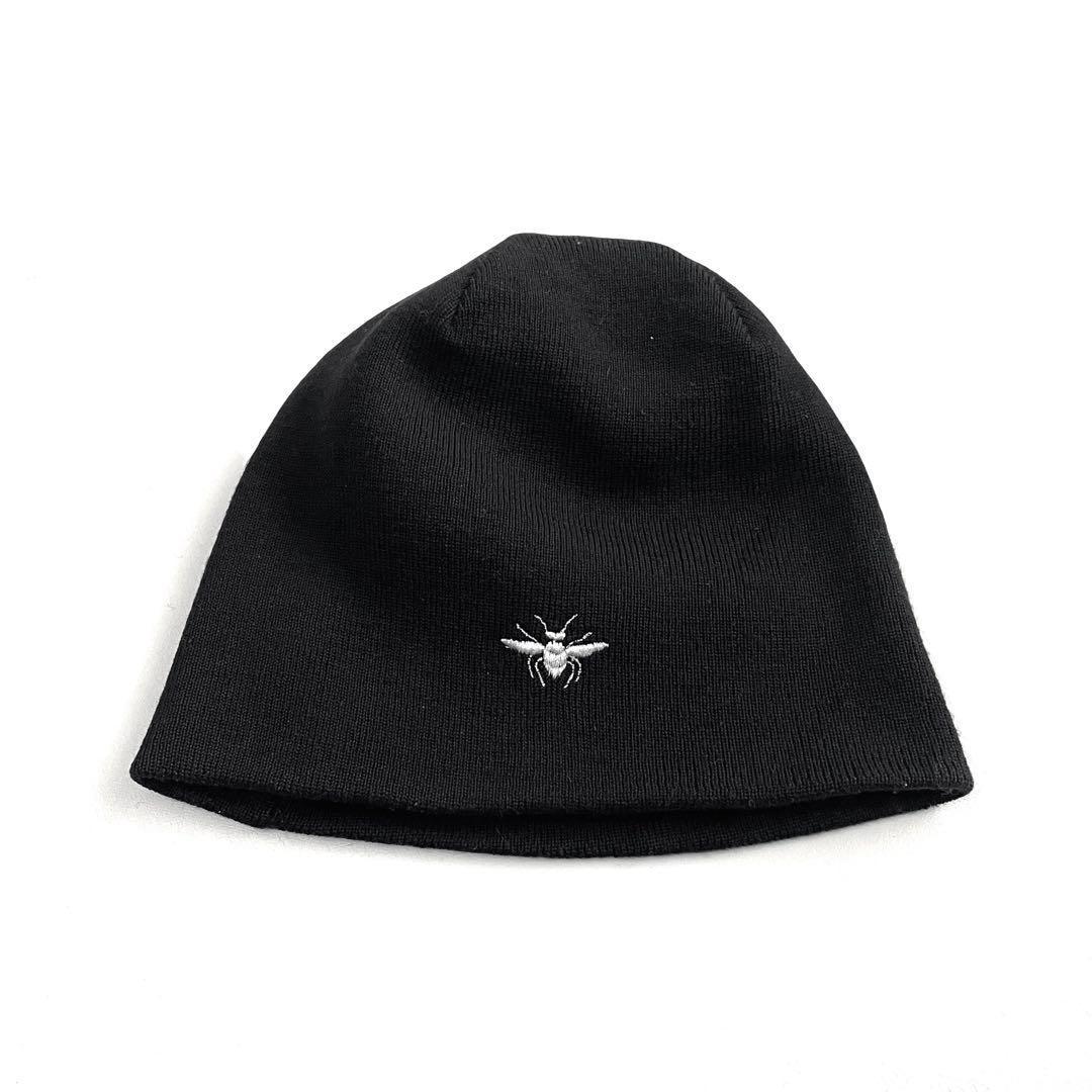 《超美品》ディオール ニット帽 Bee 刺繍 ハチ 蜂 ウール ブラック 黒