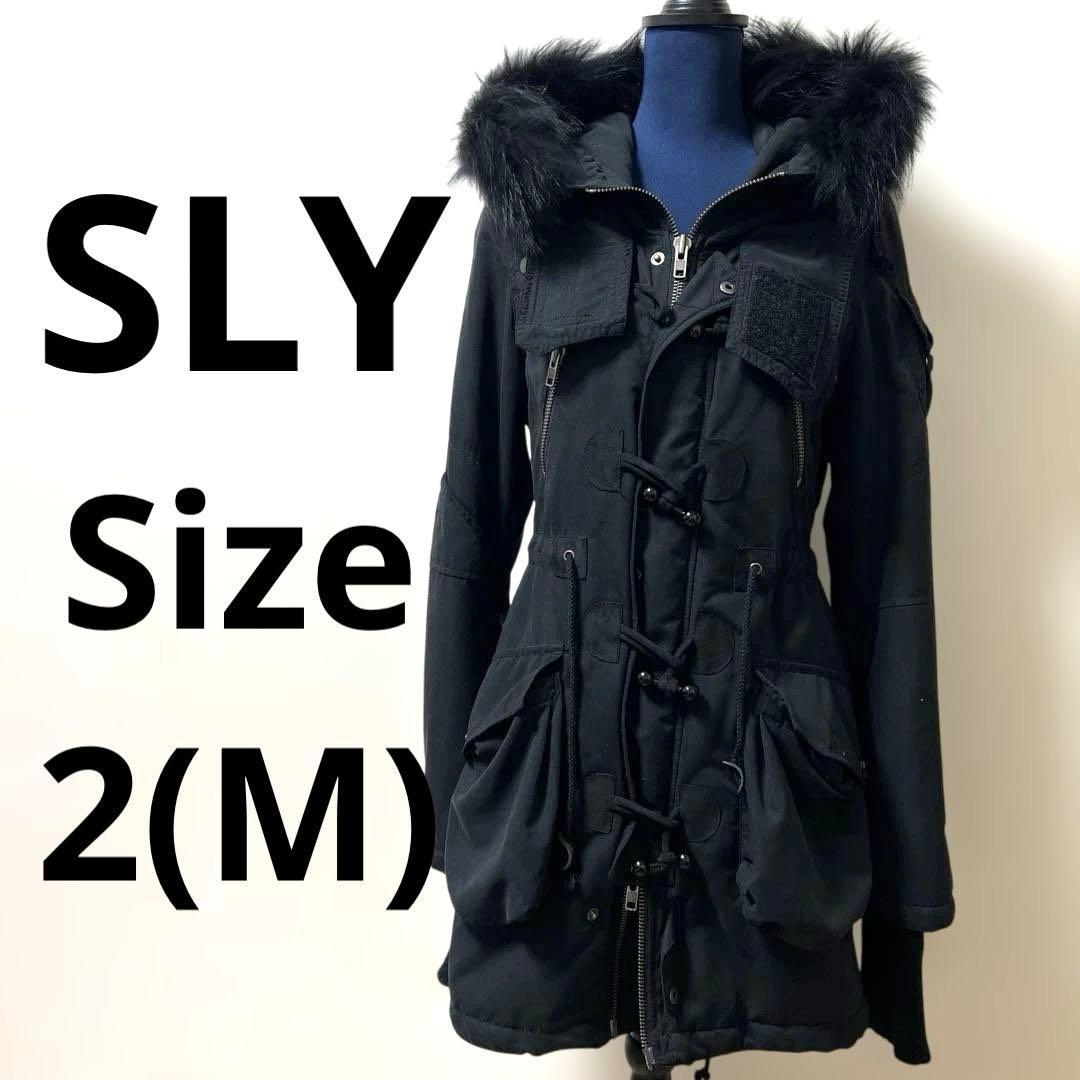 SLY ブラックフード付きモッズコート 24A672