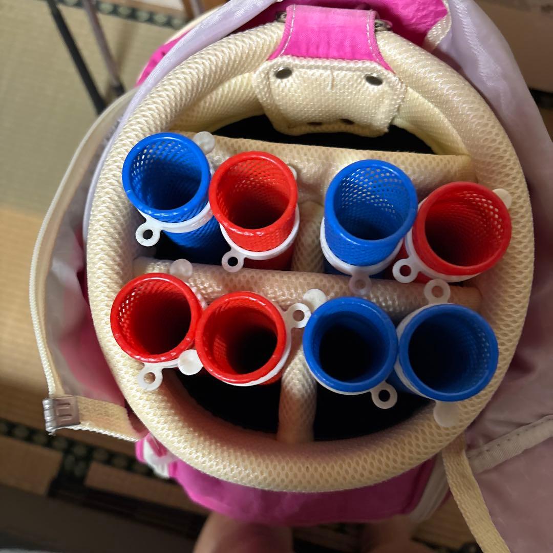 ピンク ゴルフバッグ ハート刺繍付き