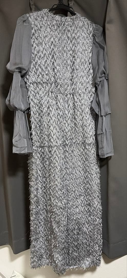 デザインスリーブシャギードレス 結婚式 およばれドレス　ドリードール