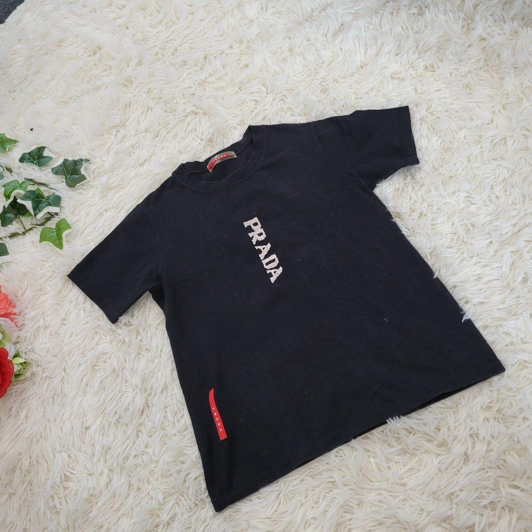 PRADA　プラダ　ブラック　ロゴ　お洒落　Tシャツ　半袖　トレーナー
