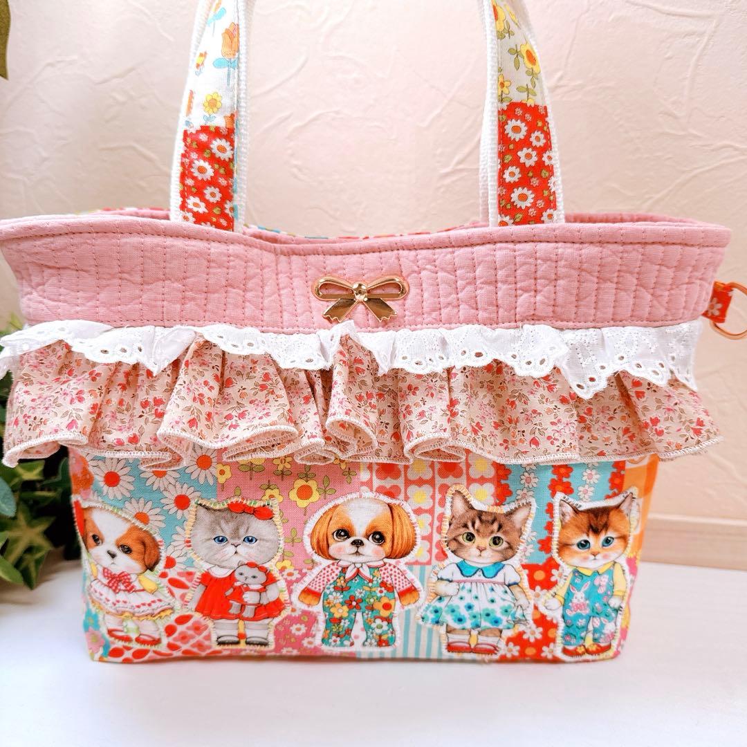 f*w様 コヤンイサムチョン♡新柄キャラ勢揃いダブルフリルのヌビトートバッグ！ア
