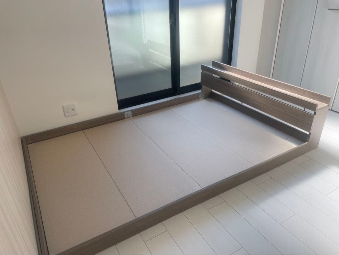 ダブルベッドフレーム ウォームグレー