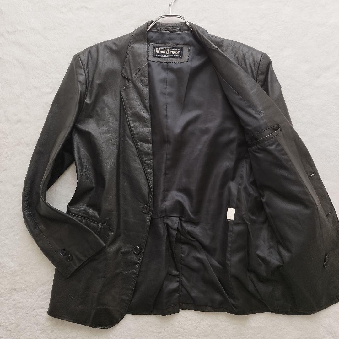 ウィンドアーマー テーラードジャケット レザー 黒 大きいサイズXL