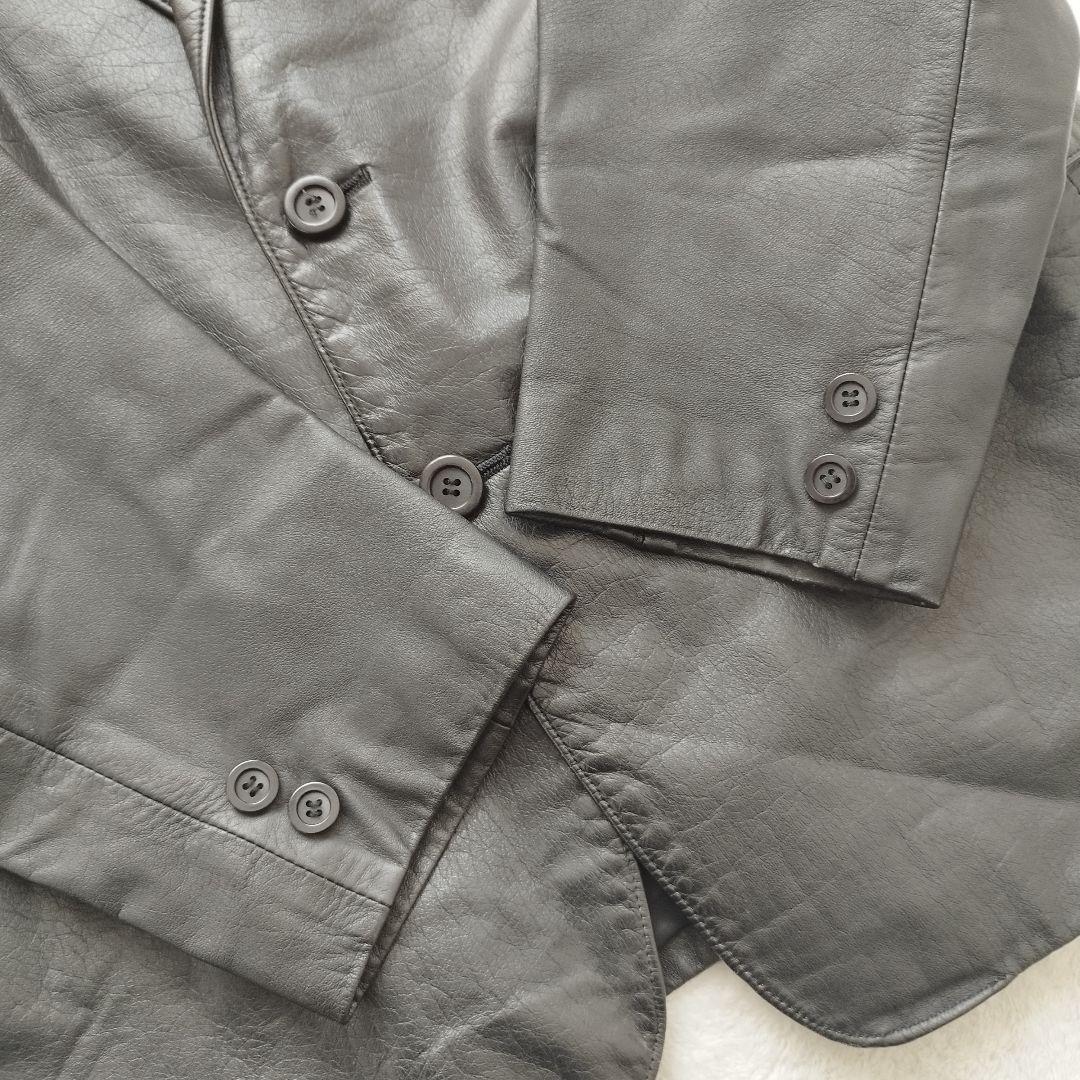 ウィンドアーマー テーラードジャケット レザー 黒 大きいサイズXL