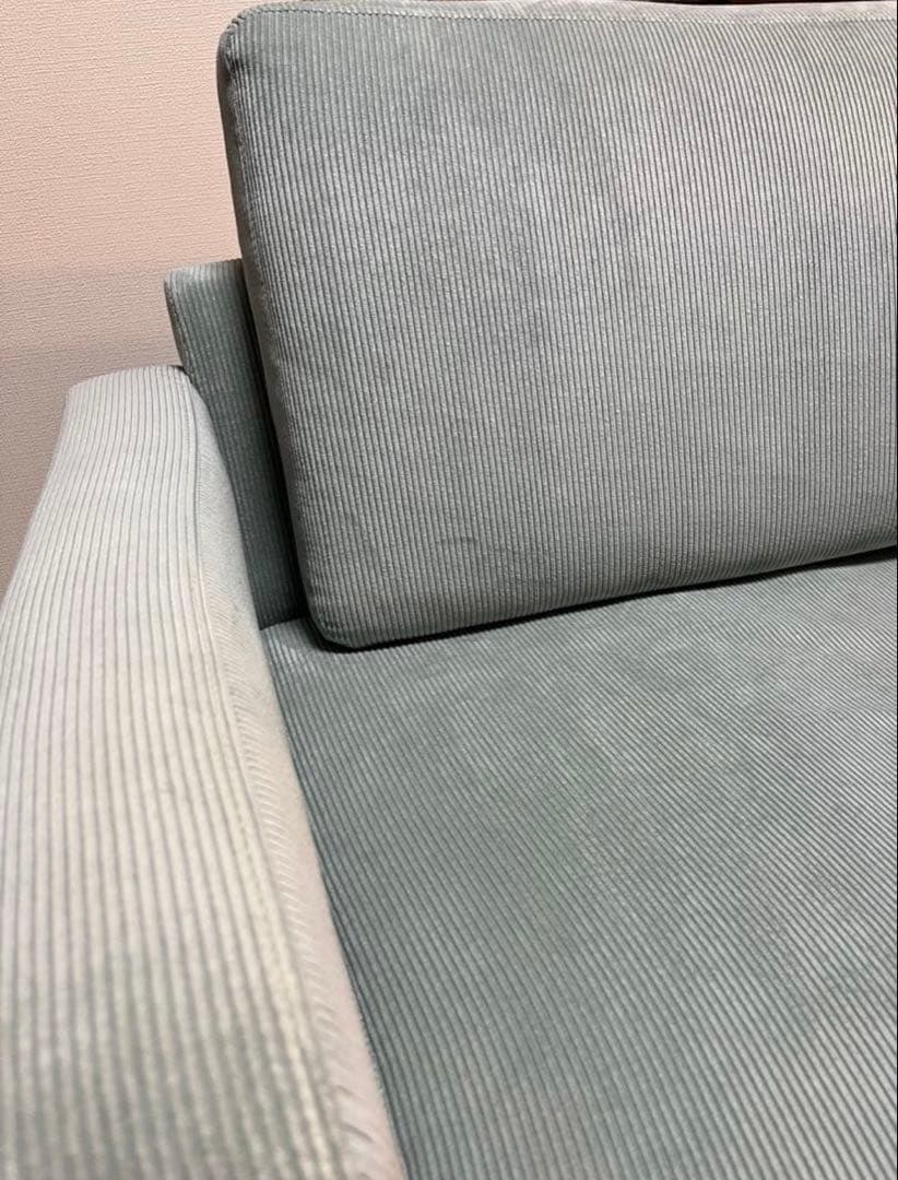 恵⚠️コーデュロイカウチソファ 161cm ミントブルー