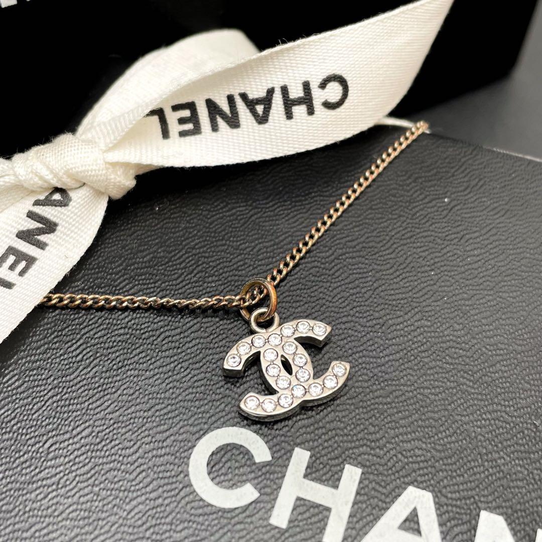 シャネル ココマーク ネックレス 07V ラインストーン シルバー アイコン.