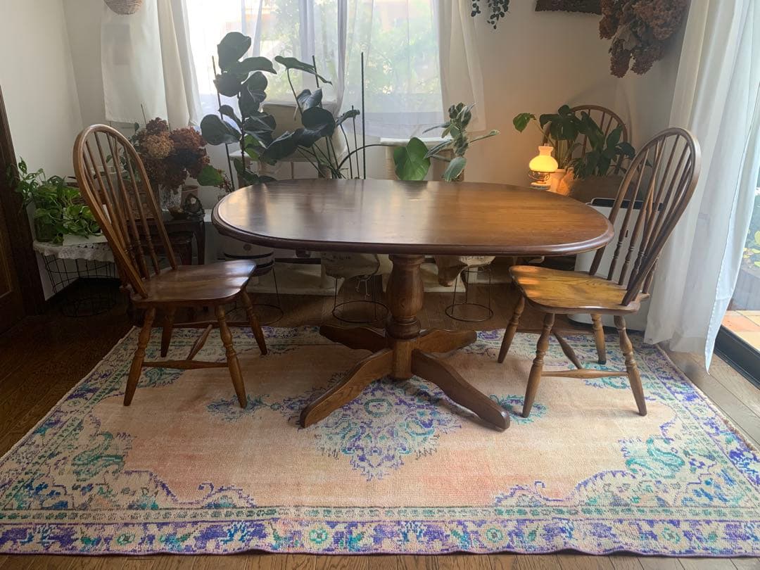 大判　トルコヴィンテージラグ　239×138 オーバーダイ　ペールオレンジ