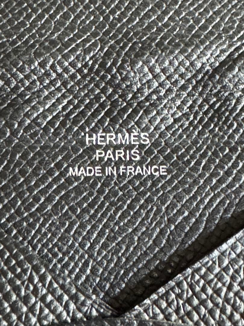 最安値　HERMES 黒 レザー 名刺入れ　カルヴィ　エプソン