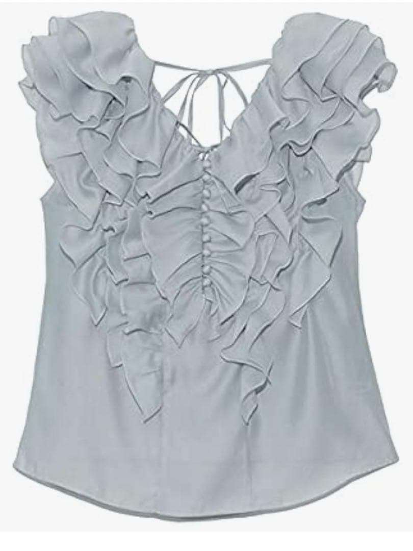 snidel スナイデル　バックデザインフリルブラウス　ノースリーブブラウス