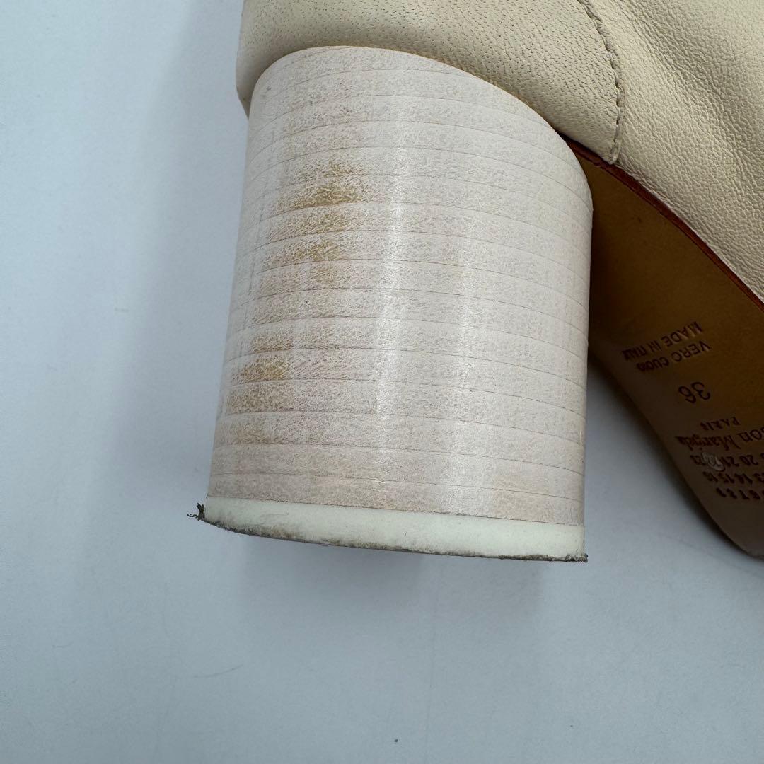 マルジェラ　足袋ブーツ　ベージュ　レザー　サイズ36 太ヒール