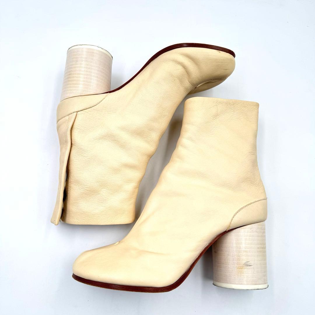 マルジェラ　足袋ブーツ　ベージュ　レザー　サイズ36 太ヒール