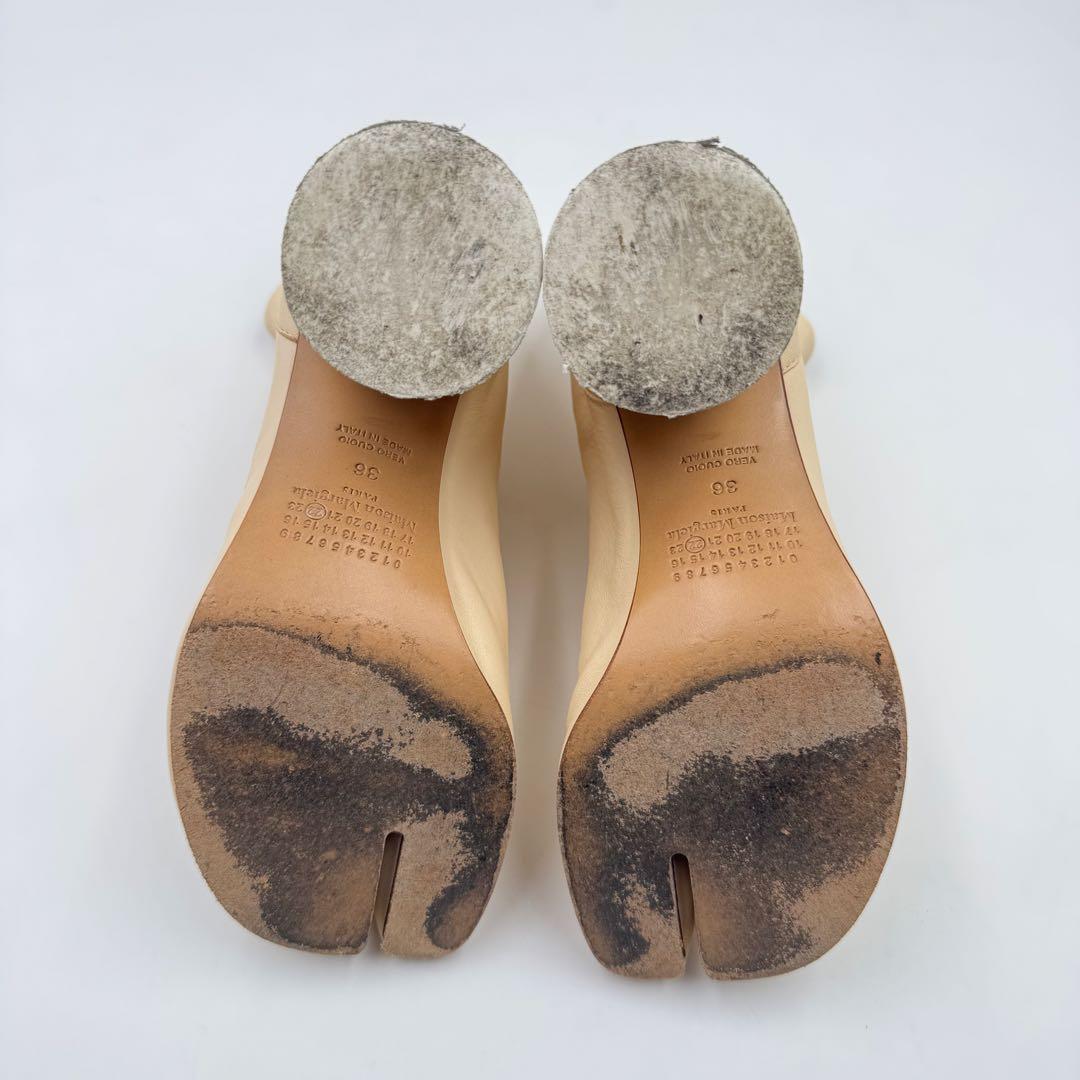 マルジェラ　足袋ブーツ　ベージュ　レザー　サイズ36 太ヒール