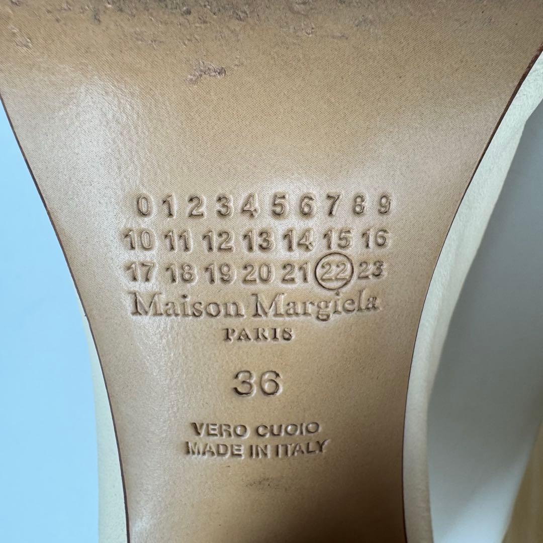 マルジェラ　足袋ブーツ　ベージュ　レザー　サイズ36 太ヒール