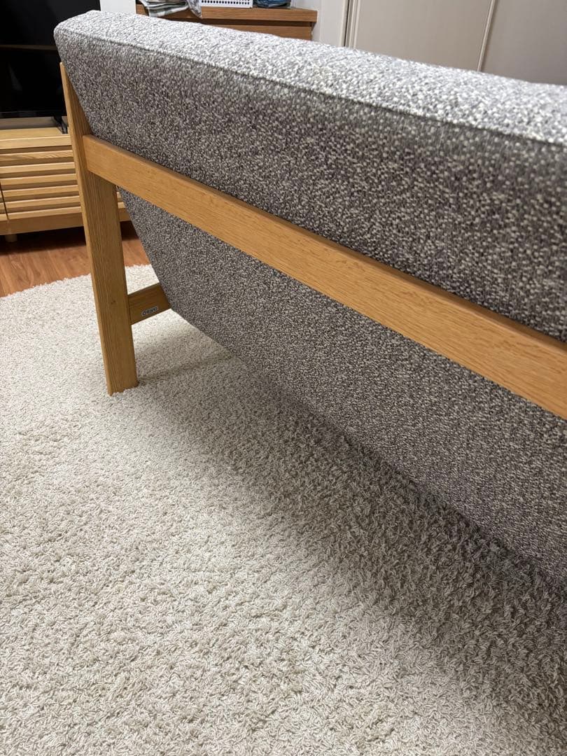 カリモク　2人掛けソファ　グレー　布張り