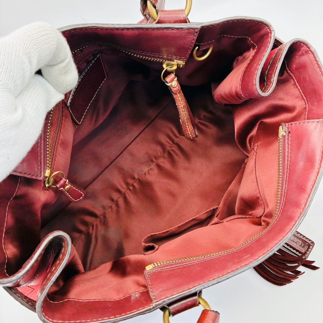 COACH コーチ ハンドバッグ シグネチャー レザー タッセル ゴールド金具
