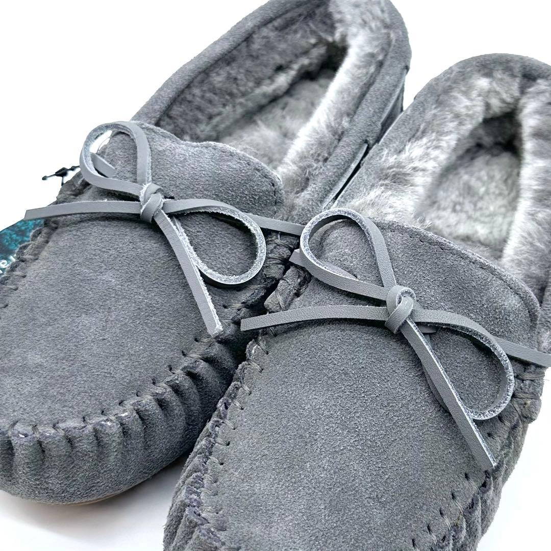 未使用タグ付✨EMU Australia モカシン スエード ボア 灰 24cm