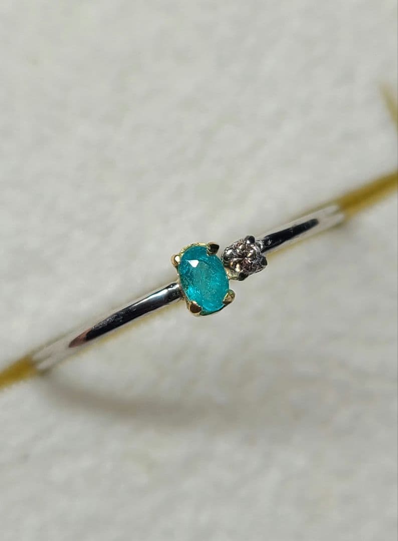 ★バターリャパライバトルマリン&アーガイルピンクダイヤモンド18金&Ptリング★