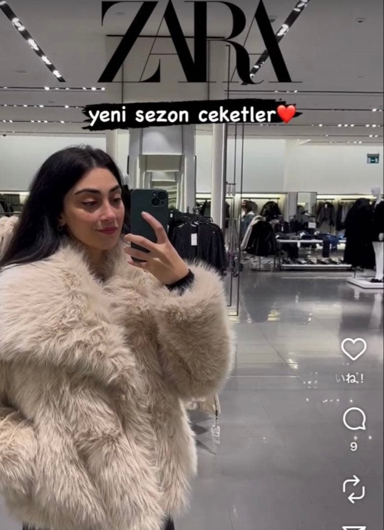 ZARA フェイクファーコート ショートジャケット Lサイズ