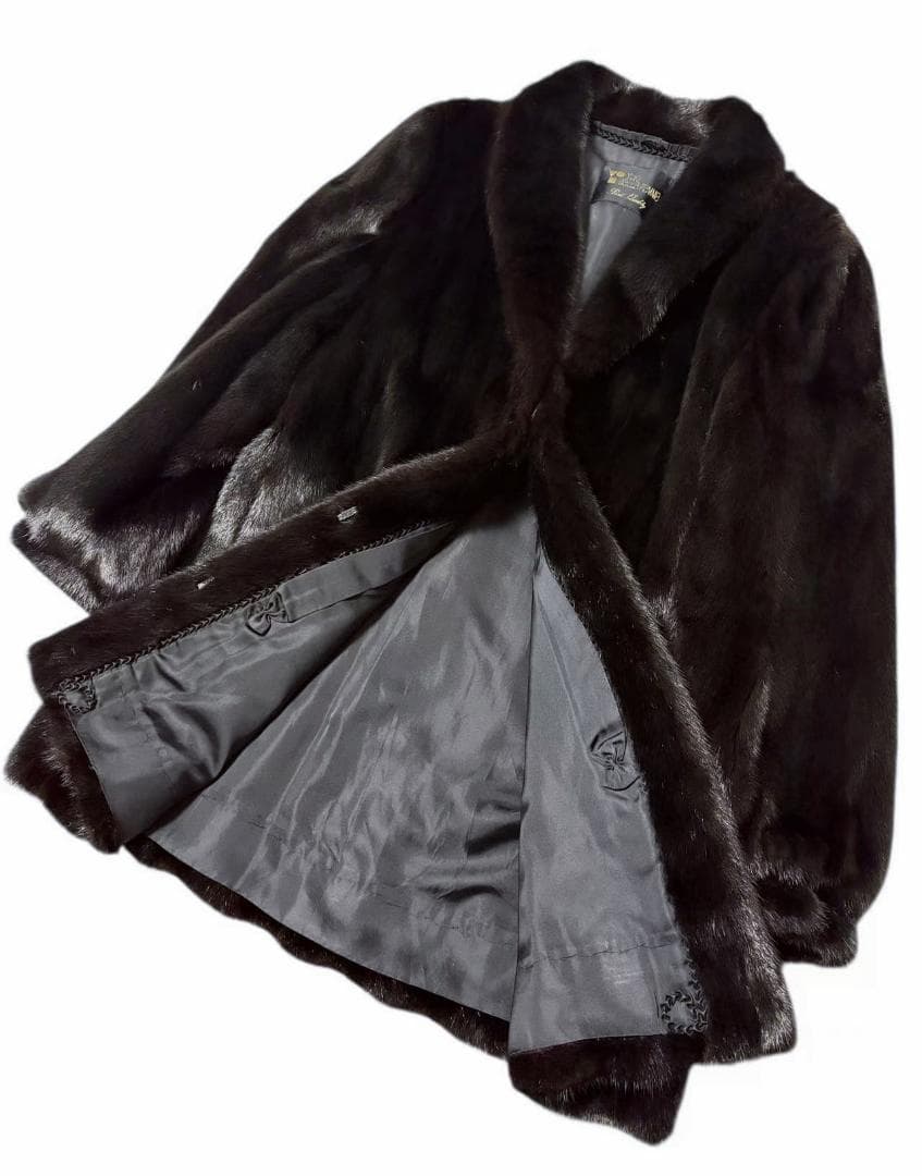 美品　ブラックジュエル　ミンクコート　毛皮　毛質艶やか　リアルファー　柔らか